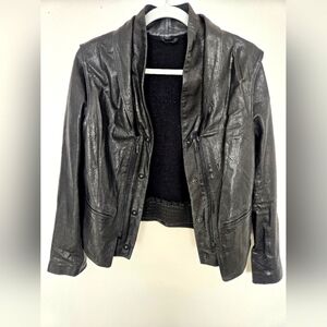 Kenneth Cole Black Leather 3 in 1 zip Leather jacket, vest and bomber | Medium